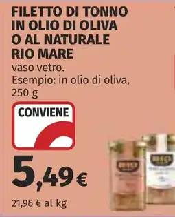 Coop Filetto di tonno in olio di oliva o al naturale RIO MARE offerta