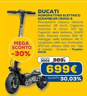Euronics Ducati monopattino elettrico scrambler cross-e offerta