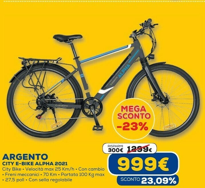 Argento city e-bike alpha 2021 offerta di Euronics