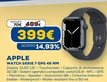 Euronics Watch series 7 45 mm oled 4g blu gps (satellitare) offerta