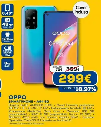 Euronics Smartphone a94 5g offerta