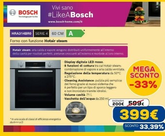 Euronics Serie 4 hra314br0 forno 71 l a acciaio offerta