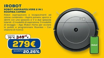 Euronics Robot aspirapolvere 2 in 1 roomba combo offerta