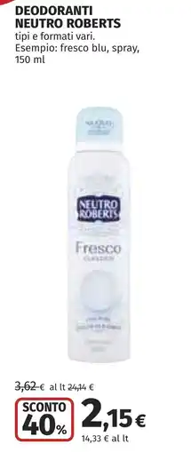 Coop Deodoranti NEUTRO ROBERTS offerta