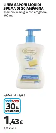 Coop Linea saponi liquidi SPUMA DI SCIAMPAGNA offerta