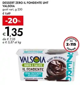 Bennet Dessert zero il fondente uht VALSOIA offerta