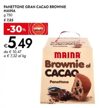 Bennet Panettone gran cacao brownie MAINA offerta