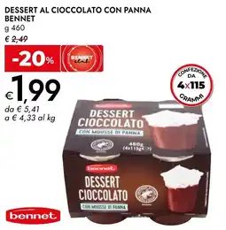 Bennet Dessert al cioccolato con panna BENNET offerta