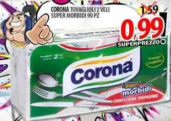 Corona tovaglioli 2 veli super morbidi 90 pz