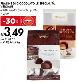 Bennet Praline di cioccolato le specialità VERGANI al latte o extra fondente, offerta