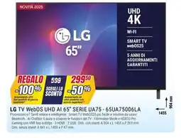 Trony LG TV WebOS UHD AI 65" SERIE UA75-65UA75006LA offerta
