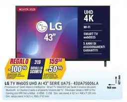 Trony LG TV WebOS UHD AI 43″ SERIE UA75 - 43UA75006LA offerta