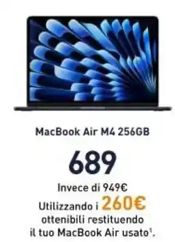 Unieuro MacBook Air M4 256GB offerta