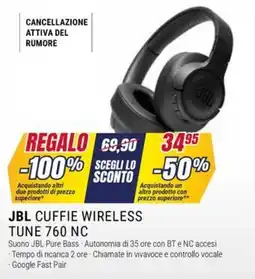 Trony JBL CUFFIE WIRELESS TUNE 760 NC offerta