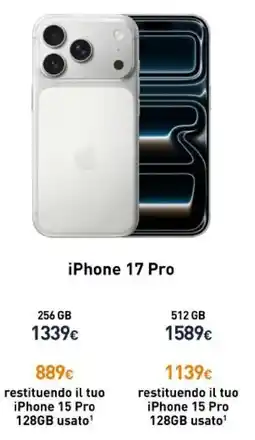 Unieuro iPhone 17 Pro 256 GB offerta