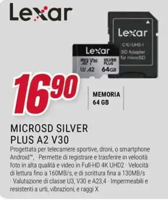 Trony Lexar MICROSD SILVER PLUS A2 V30 offerta