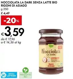 Bennet Nocciolata la dark senza latte bio RIGONI DI ASIAGO offerta