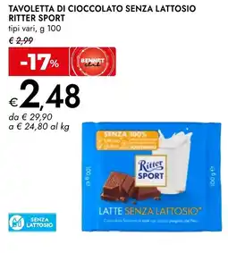 Bennet Tavoletta di cioccolato senza lattosio RITTER SPORT offerta