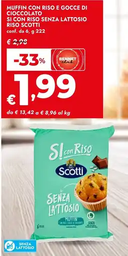 Bennet Muffin con riso e gocce di cioccolato si con riso senza lattosio RISO SCOTTI offerta