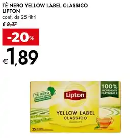 Bennet Tè nero yellow label classico LIPTON offerta