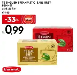 Bennet Tè english breakfast o earl grey BENNET offerta