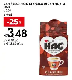 Bennet Caffè macinato classico decaffeinato HAG offerta