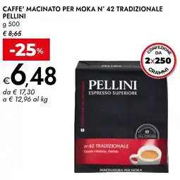 Bennet Caffe' macinato per moka n° 42 tradizionale PELLINI offerta