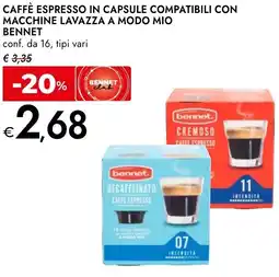Bennet Caffè espresso in capsule compatibili con macchine lavazza a modo mio BENNET offerta