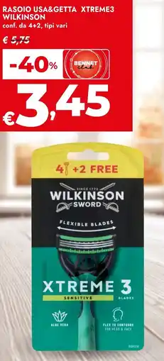 Bennet Rasoio usa&getta xtreme3 WILKINSON offerta