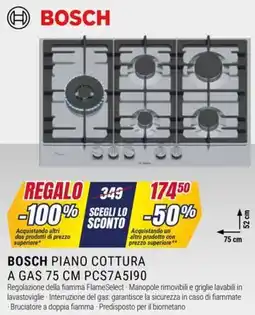Trony BOSCH PIANO COTTURA A GAS 75 CM PCS7A5I90 offerta