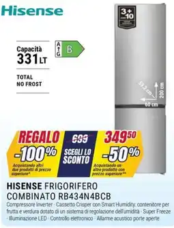 Trony HISENSE FRIGORIFERO COMBINATO RB434N4BCB offerta