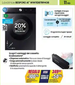 Trony Lavatrice BESPOKE AI WW11DB7B94GB offerta