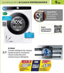 Trony Lavatrice Slim Ai-Control WW90DG6G94LK offerta