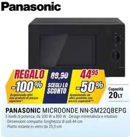 Trony PANASONIC MICROONDE NN-SM22QBEPG offerta