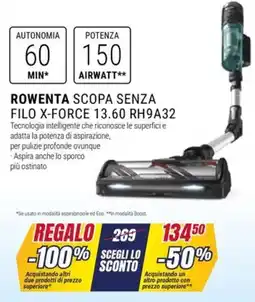 Trony ROWENTA SCOPA SENZA FILO X-FORCE 13.60 RH9A32 offerta