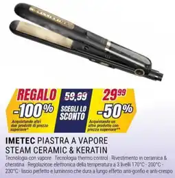 Trony IMETEC PIASTRA A VAPORE STEAM CERAMIC & KERATIN offerta