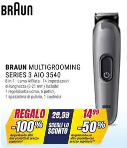 Trony BRAUN MULTIGROOMING SERIES 3 AIO 3540 offerta
