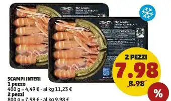 PENNY Scampi interi 1 pezzo 400 g offerta