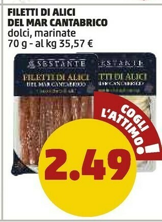 PENNY Asestante filetti di alici del mar cantabrico dolci 70 g offerta