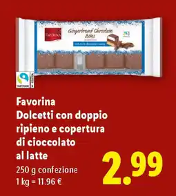 Lidl Favorina Dolcetti con doppio ripieno e copertura di cioccolato al latte offerta