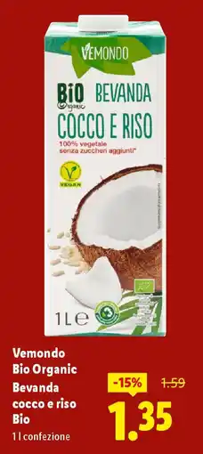 Lidl Vemondo Bio Organic Bevanda cocco e riso Bio offerta