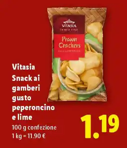 Lidl Vitasia Snack ai gamberi gusto peperoncino e lime offerta