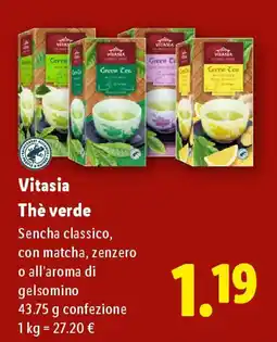 Lidl Vitasia Thè verde offerta