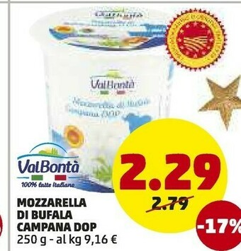 PENNY Valbontà - mozzarella di bufala campana dop 250 g(ml) offerta