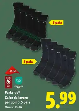 Lidl Parkside Calze da lavoro per uomo, 5 paia offerta