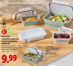 Lidl Silvercrest Contenitori pieghevoli, 4 pezzi o portapranzo pieghevole offerta