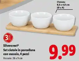 Lidl Silvercrest Set ciotole in porcellana con vassoio, 4 pezzi offerta