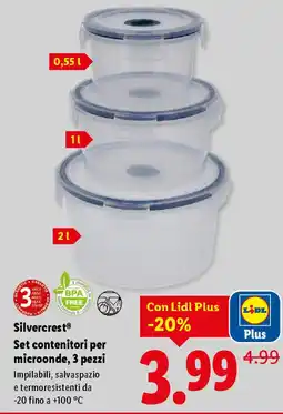 Lidl Silvercrest Set contenitori per microonde, 3 pezzi offerta