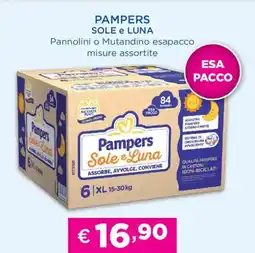 Acqua & Sapone PAMPERS SOLE e LUNA Pannolini o Mutandino esapacco offerta