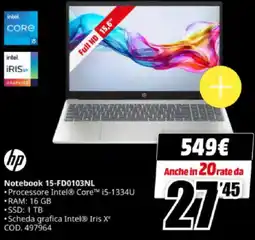 MediaWorld hp Notebook 15-FD0103NL offerta